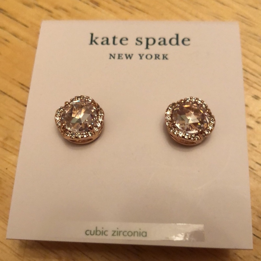 Kate Spade That Sparkle Large Round Rose Gold Tone & Clear CZ Stud Earrings NWT - Picture 5 of 15